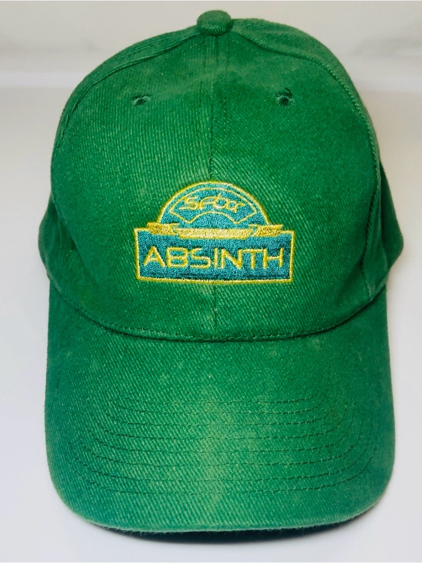 Vintage Sebor Absinth Green Promo Hat Embroidered Collectible Liquor Cap Rare